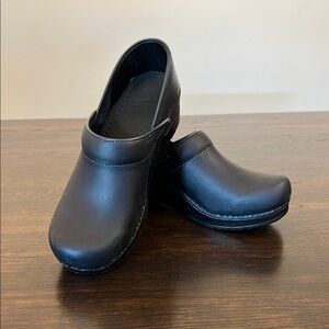 Black Leather Clogs